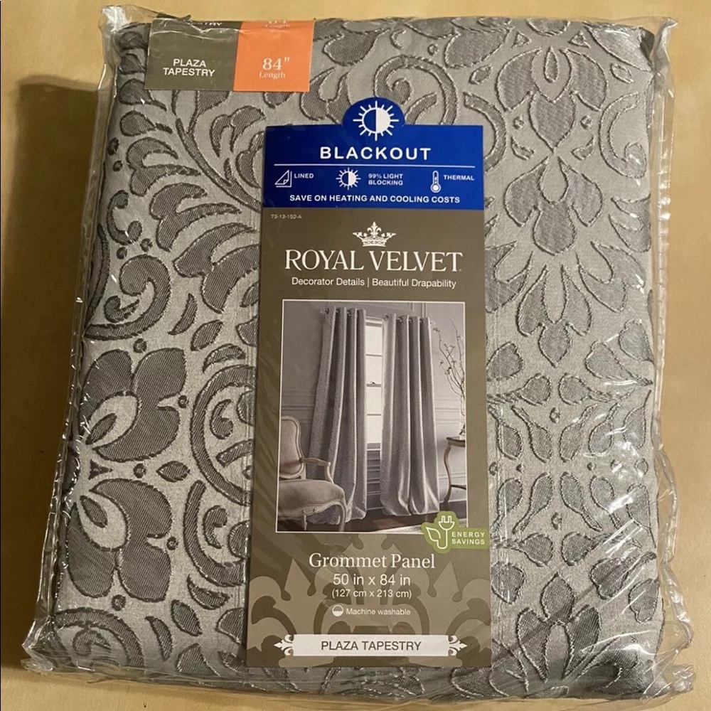 (2) Royal Velvet Plaza Tapestry Grommet Panel 50 W x 84 L Cinderblock